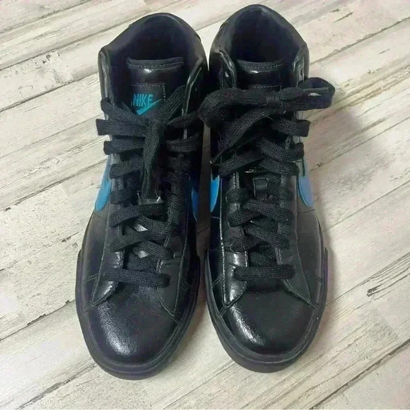 Nike Sweet Classic High Patent Black Turquiose size 9 - Picture 4 of 9